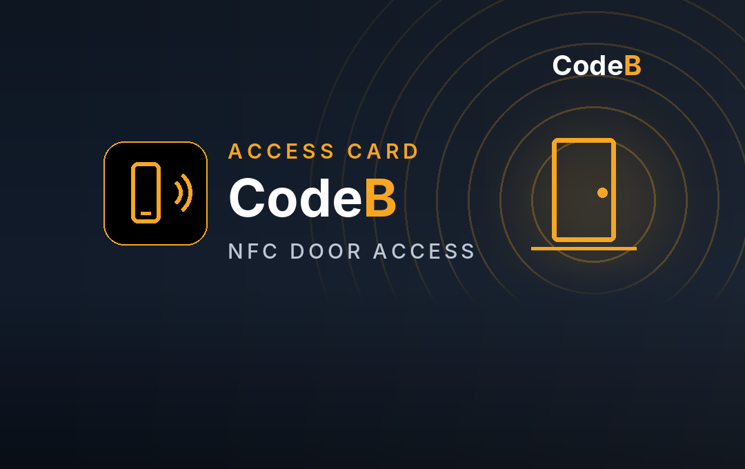 CodeB Access card in the wallet: a phone sending to a door over NFC
